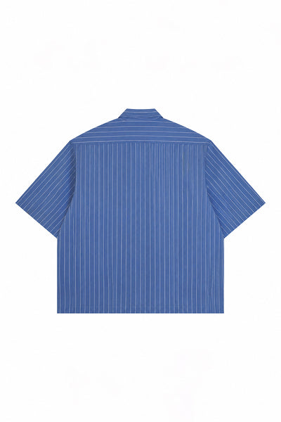 Men's Summer Cropped Vertical-Stripe Stretch Casual Shirt