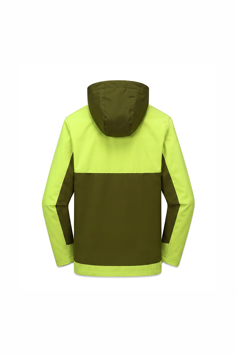 Men's Fall Winter Colorblock Hooded Windproof Shell Jacket