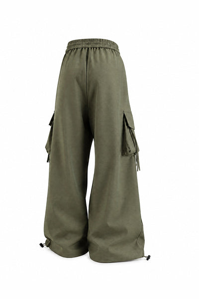 Women's Fall Winter Multi-Pocket Wide-Leg Cargo Pants