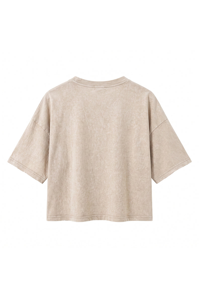 Women's Summer Washed Vintage Relaxed Crop T-Shirt
