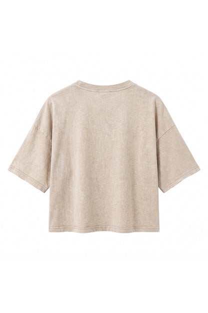 Women's Summer Washed Vintage Relaxed Crop T-Shirt