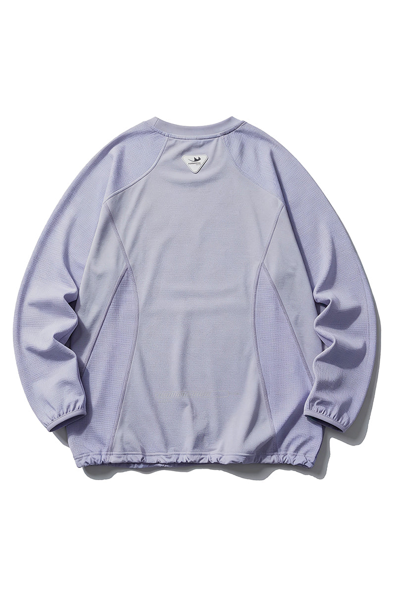 Unisex Fall Mesh Spliced Crew Neck Sports Long Sleeve Top