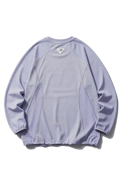 Unisex Fall Mesh Spliced Crew Neck Sports Long Sleeve Top