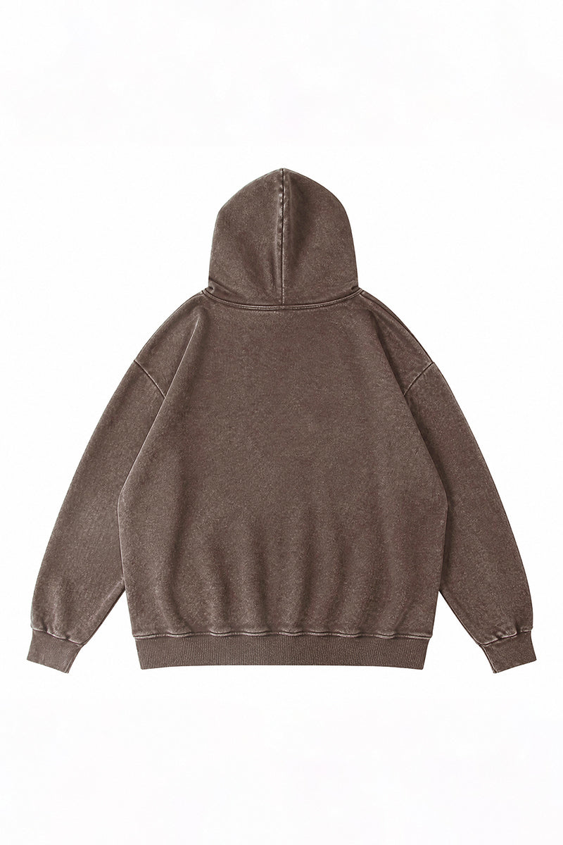 Unisex Fall Winter Vintage Washed Oversized Pocket Hoodie
