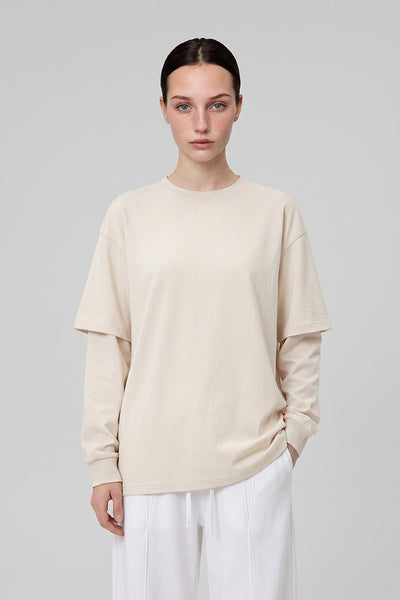Women's Teen Fall 305g Heavy Long Sleeve Mock Layer Tee