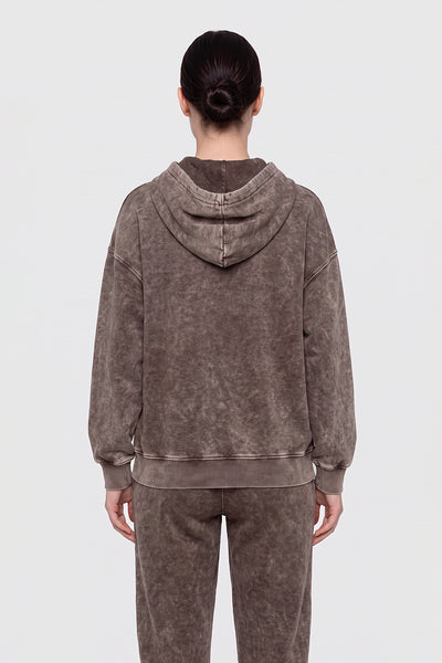 Women's Fall Winter Vintage Washed Zip-Up Pocket Hoodie