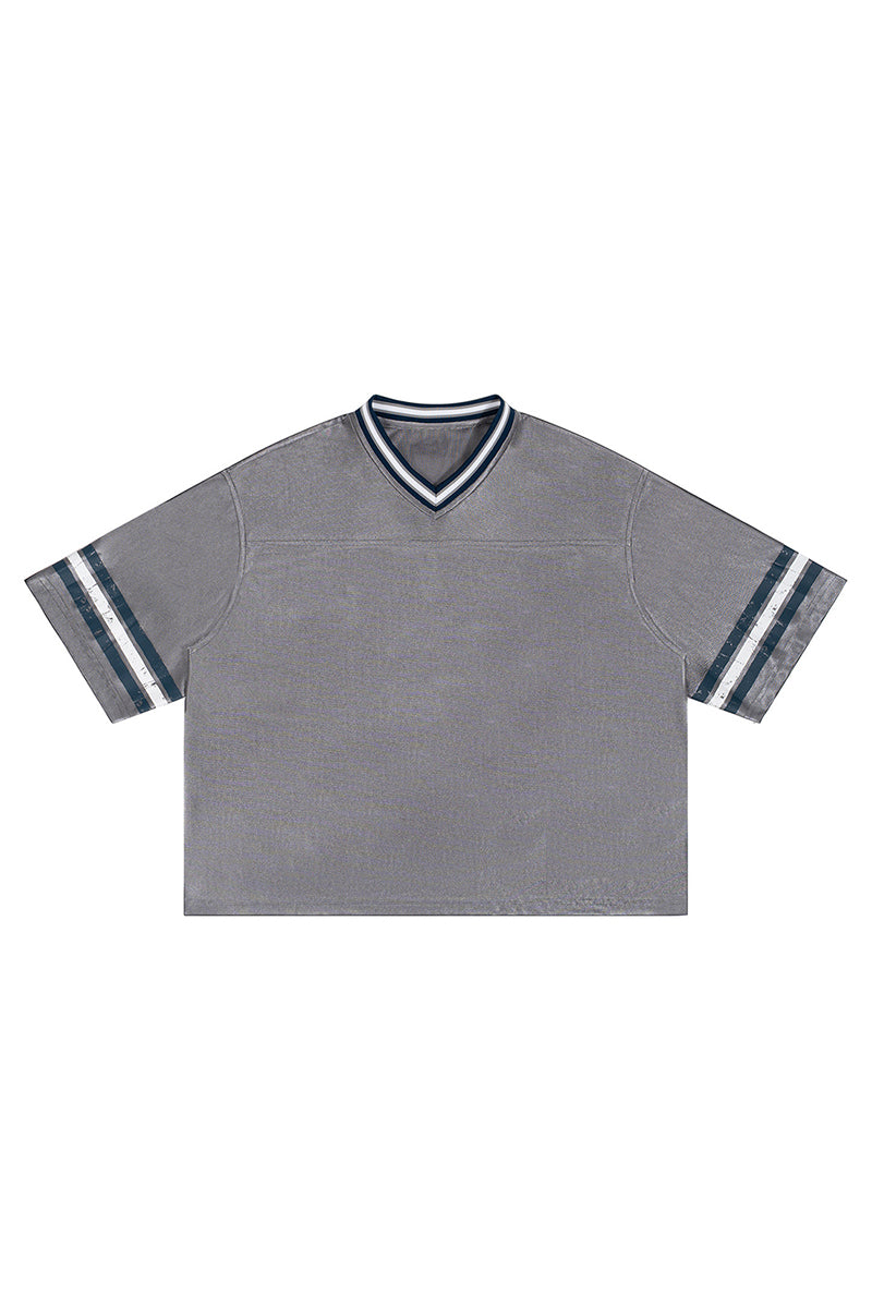 Men's Summer Striped V-Neck Breathable Athletic T-Shirt