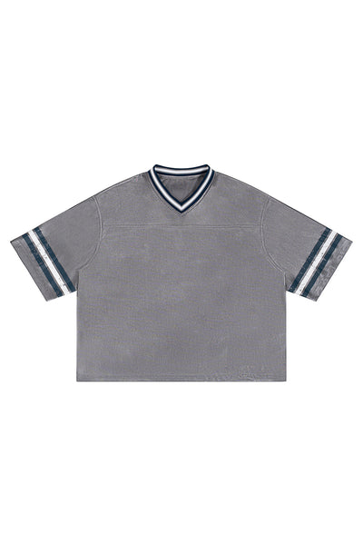 Men's Summer Striped V-Neck Breathable Athletic T-Shirt