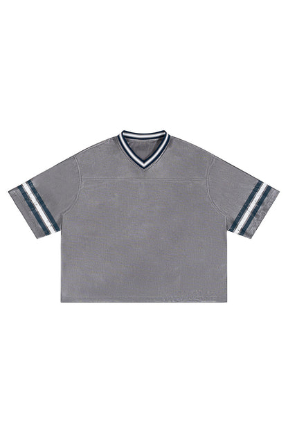 Men's Summer Striped V-Neck Breathable Athletic T-Shirt