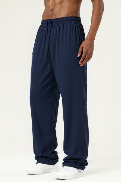 Men's Streetwear Relaxed High-Elastic Straight-Leg Pants