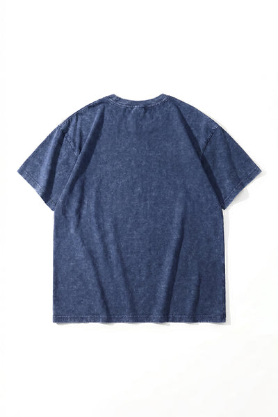 Women's Summer Vintage Washed Drop-Shoulder Oversized Tee