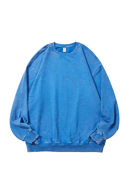Unisex Fall Washed Vintage Raglan Crew Neck Sweatshirt
