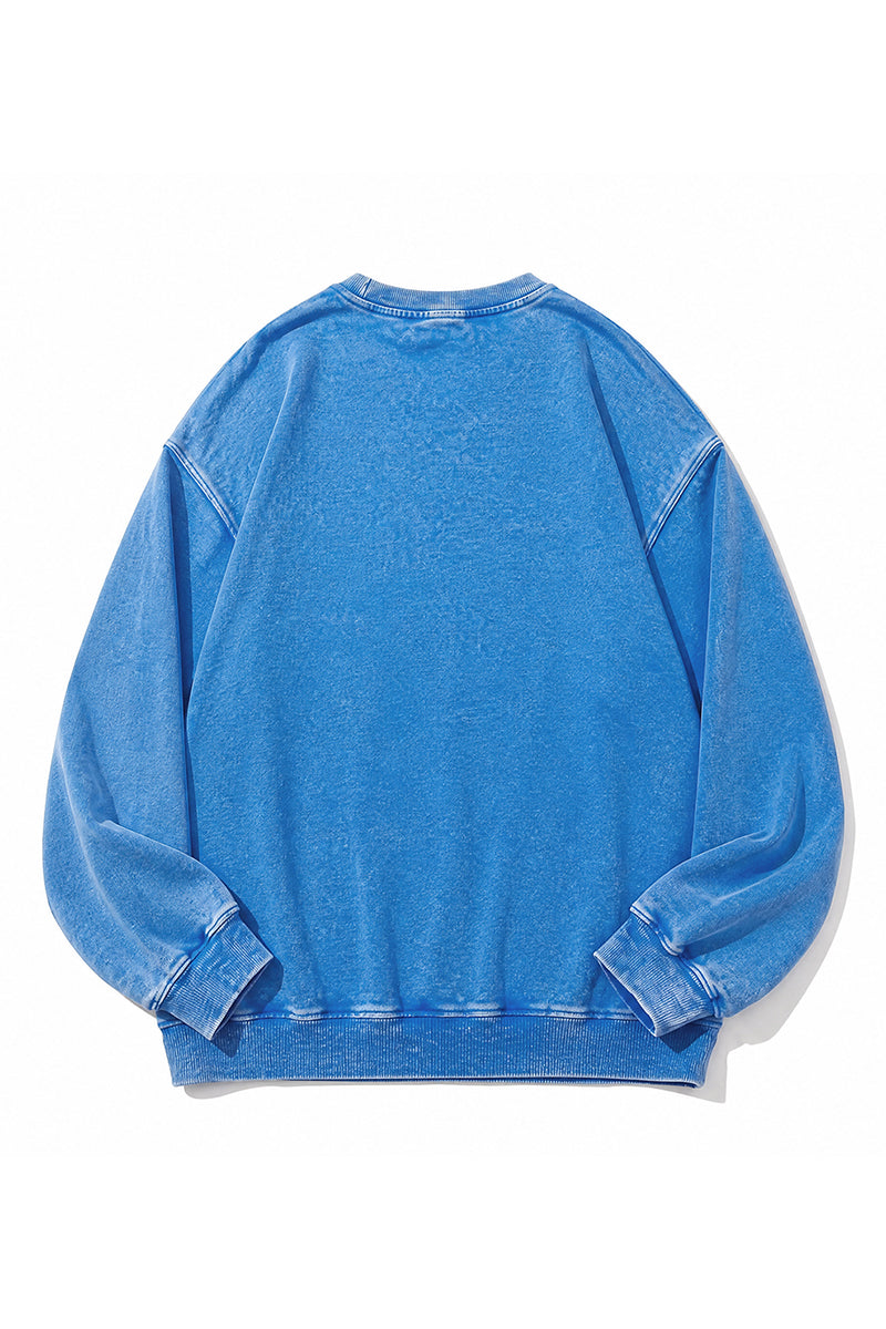 Unisex Fall Washed Vintage Raglan Crew Neck Sweatshirt