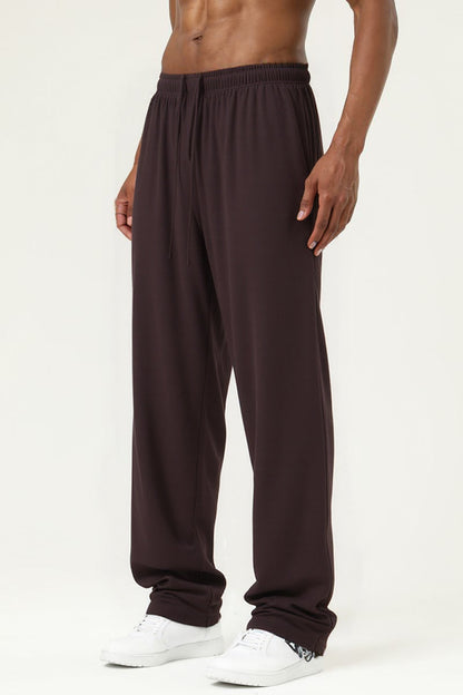 Men's Streetwear Relaxed High-Elastic Straight-Leg Pants