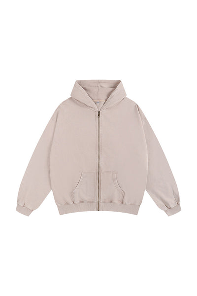 Men's Fall Winter Vintage Washed Zip-Up Pocket Hoodie