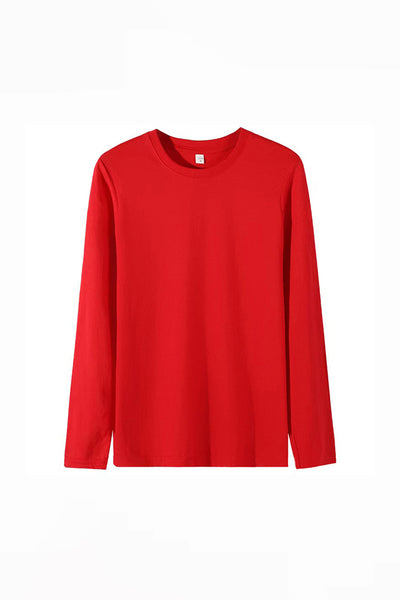 Men's Fall Combed Cotton Solid Crewneck Long-Sleeve T-Shirt