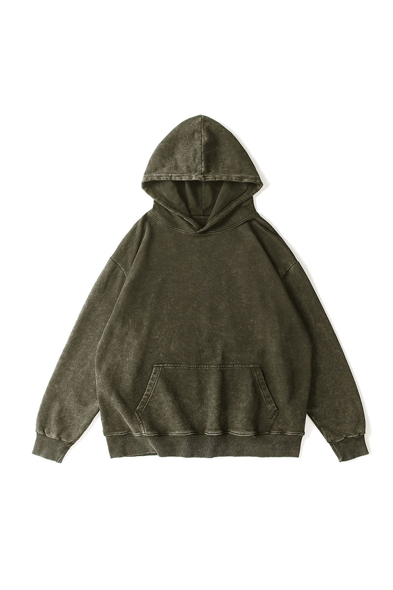 Women's Fall Winter Vintage Washed Cropped Pocket Hoodie