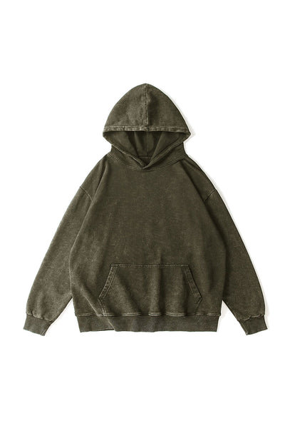 Women's Fall Winter Vintage Washed Cropped Pocket Hoodie