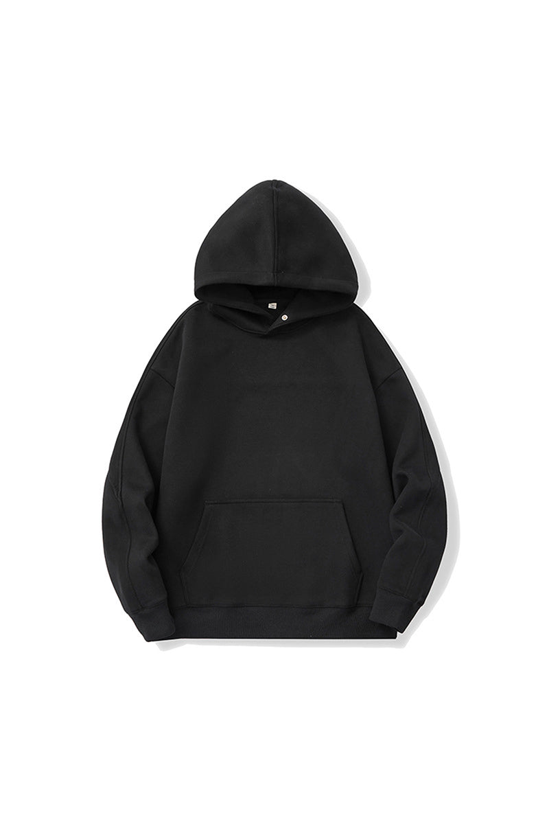 Men's Fall Winter Snap-Button Fleece Kangaroo-Pocket Hoodie