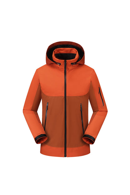 Men's Fall Winter Colorblock Hooded Windproof Shell Jacket