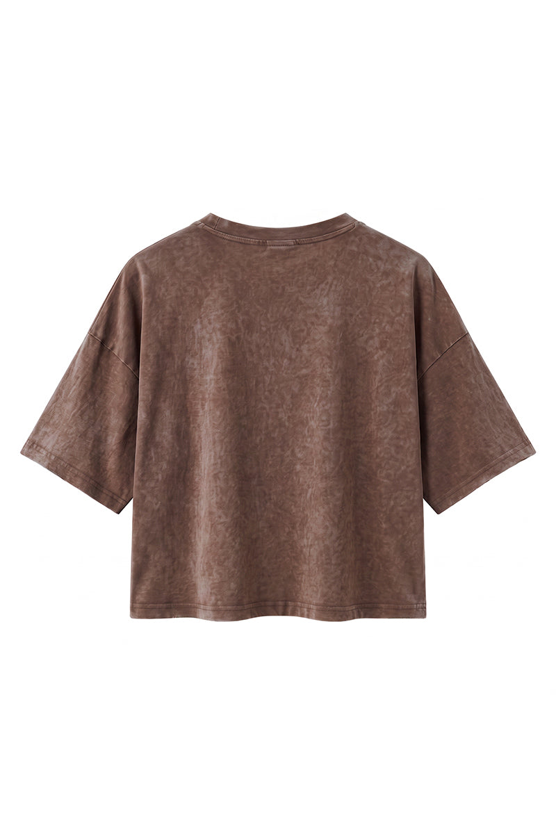 Women's Summer Washed Vintage Relaxed Crop T-Shirt