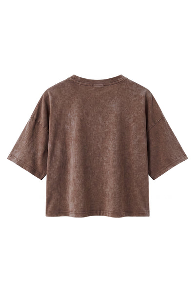 Women's Summer Washed Vintage Relaxed Crop T-Shirt
