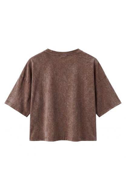 Women's Summer Washed Vintage Relaxed Crop T-Shirt