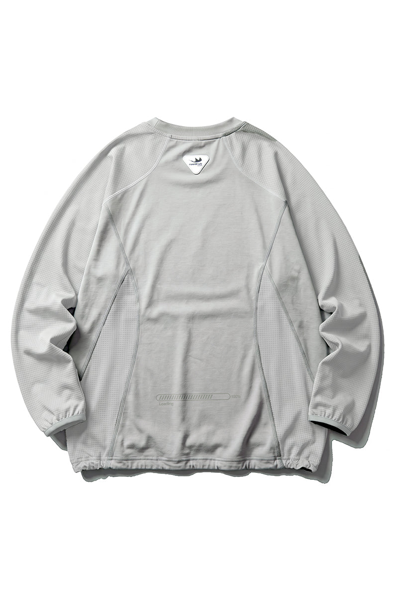 Unisex Fall Mesh Spliced Crew Neck Sports Long Sleeve Top