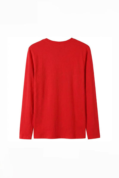 Men's Fall Combed Cotton Solid Crewneck Long-Sleeve T-Shirt