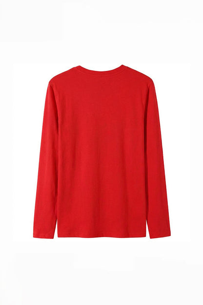 Men's Fall Combed Cotton Solid Crewneck Long-Sleeve T-Shirt