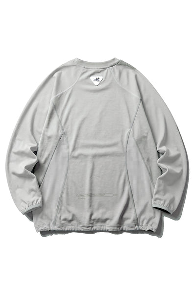 Men Fall Mesh Spliced Crew Neck Sports Long Sleeve Top
