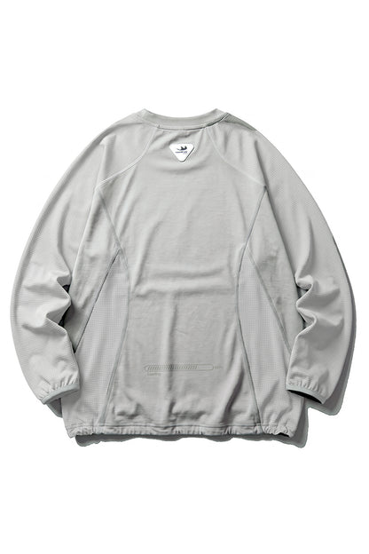 Men Fall Mesh Spliced Crew Neck Sports Long Sleeve Top