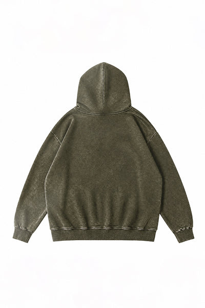 Unisex Fall Winter Vintage Washed Oversized Pocket Hoodie