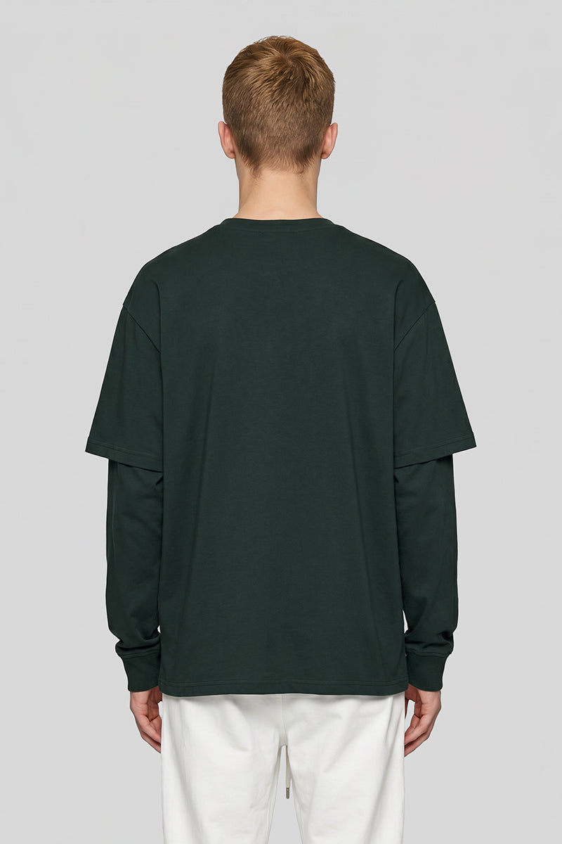 Men's Teen Fall 305g Heavy Long Sleeve Mock Layer Tee