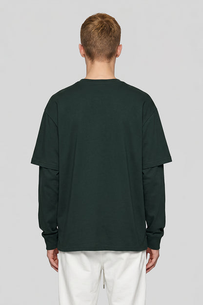 Men's Teen Fall 305g Heavy Long Sleeve Mock Layer Tee