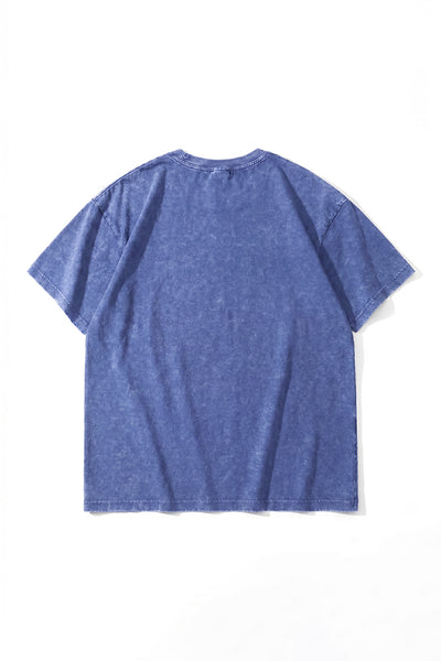 Unisex Summer Vintage Washed Drop-Shoulder Oversized Tee