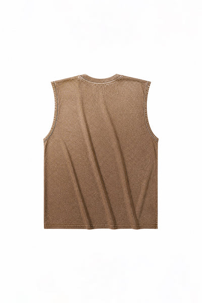 Men's Summer Vintage Washed Raw-Edge Sleeveless Tank Top