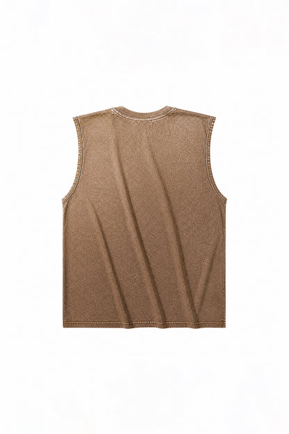 Men's Summer Vintage Washed Raw-Edge Sleeveless Tank Top