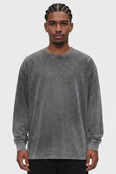 Men's Fall Winter Vintage Washed Oversized Long-Sleeve Tee