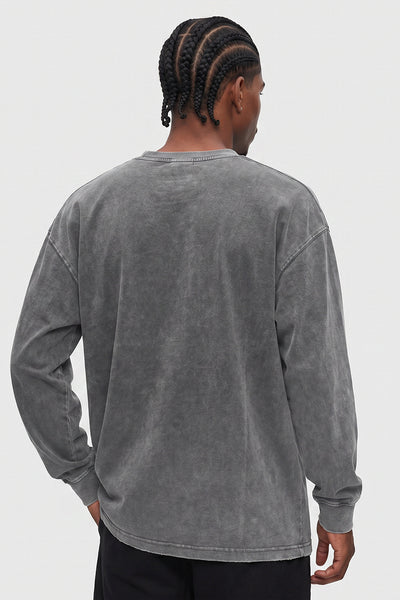 Men's Fall Winter Vintage Washed Oversized Long-Sleeve Tee