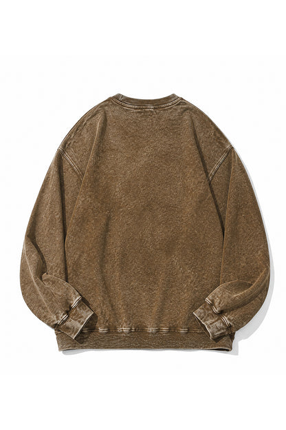Unisex Fall Washed Vintage Raglan Crew Neck Sweatshirt