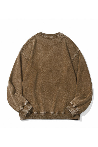 Women‘s Fall Clothing Washed Raglan Crew Neck Sweatshirt