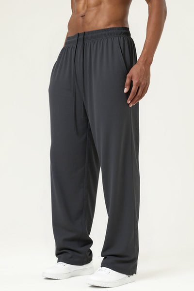 Men's Streetwear Relaxed High-Elastic Straight-Leg Pants