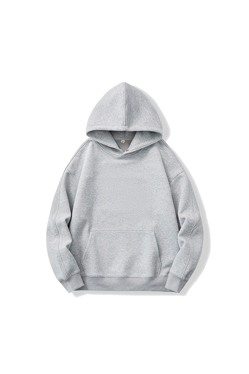 Men's Fall Winter Snap-Button Fleece Kangaroo-Pocket Hoodie
