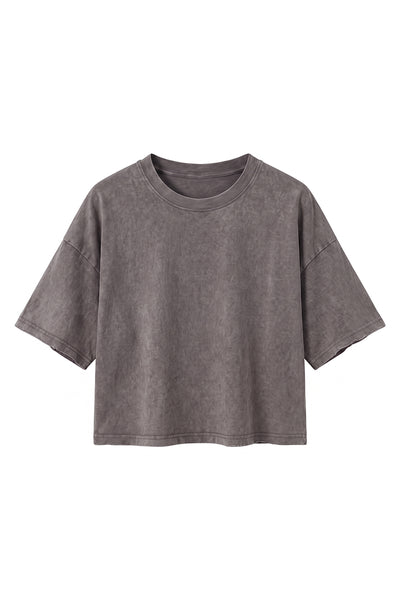 Women's Summer Washed Vintage Relaxed Crop T-Shirt