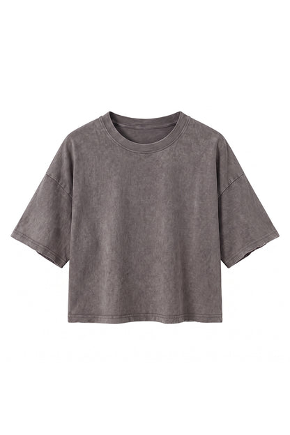 Women's Summer Washed Vintage Relaxed Crop T-Shirt