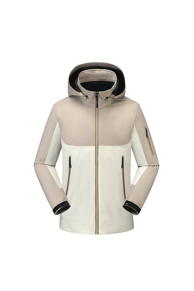 Men's Fall Winter Colorblock Hooded Windproof Shell Jacket