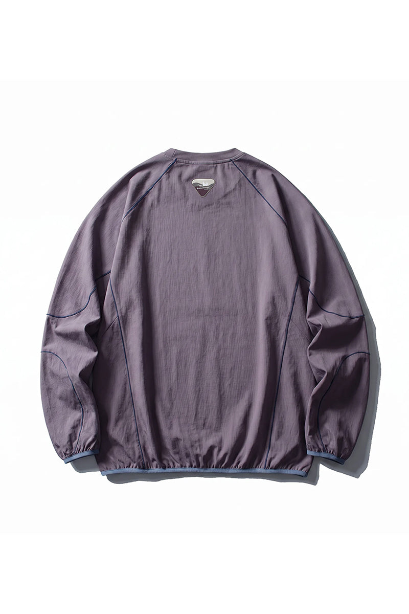 Unisex Fall Contrast Stitch Crew Neck Long Sleeve Top