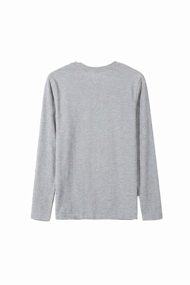 Men's Fall Combed Cotton Solid Crewneck Long-Sleeve T-Shirt