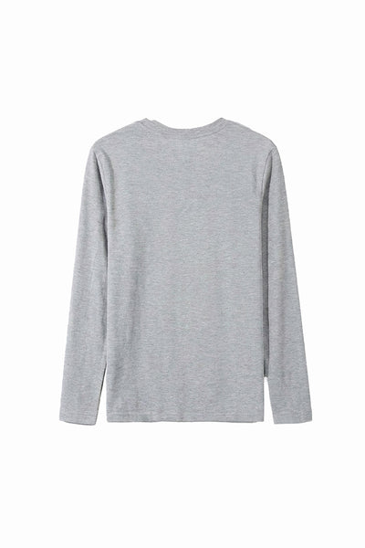 Men's Fall Combed Cotton Solid Crewneck Long-Sleeve T-Shirt